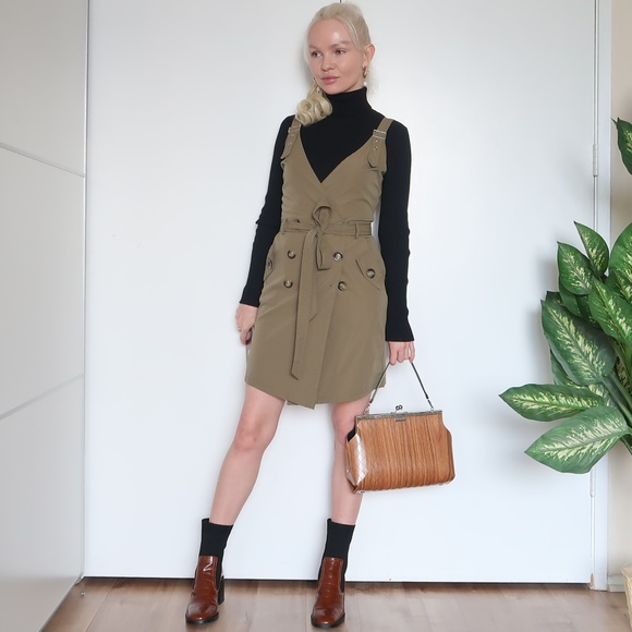 Quiz Dresses & Skirts - Quiz overall khaki skirt dress.
